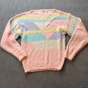 Country Craft Pastel Striped Knit Sweater Women's Size 42 Acrylic